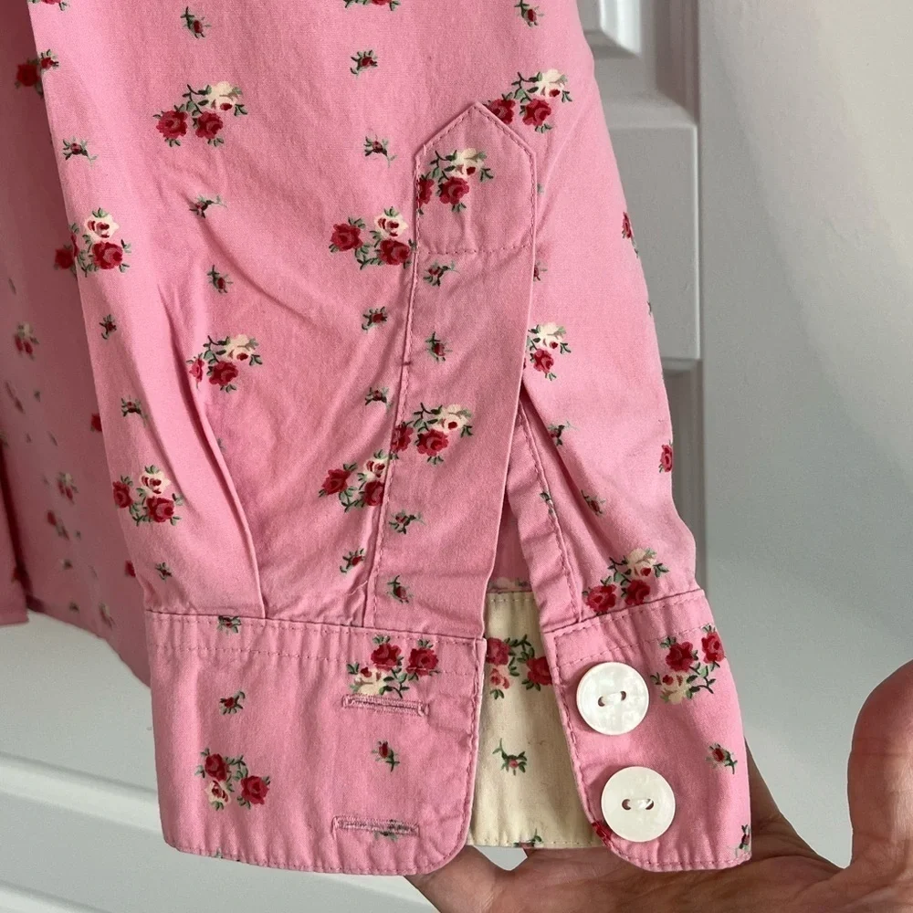 Gap Y2K Pink Floral Button Up Womens Pajama Top Size M Cottagecore Grannycore